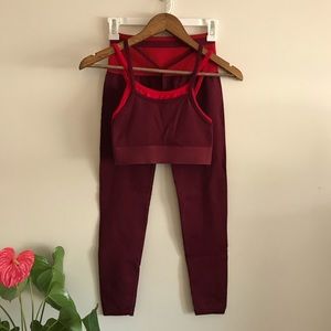 Fabletics Red Legging Sports Bra Set
